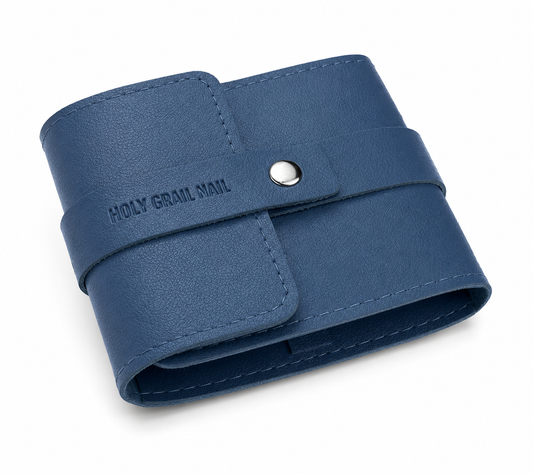 Navy blue faux leather snap case for Holy Grail Nail semi-cured gel wraps