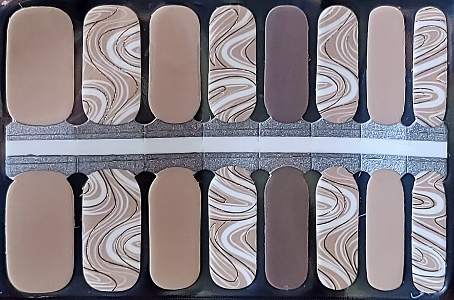 Cream marble pattern non-UV nail wraps sheet with nude swirl designs
