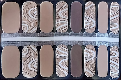 Cream marble pattern non-UV nail wraps sheet with nude swirl designs