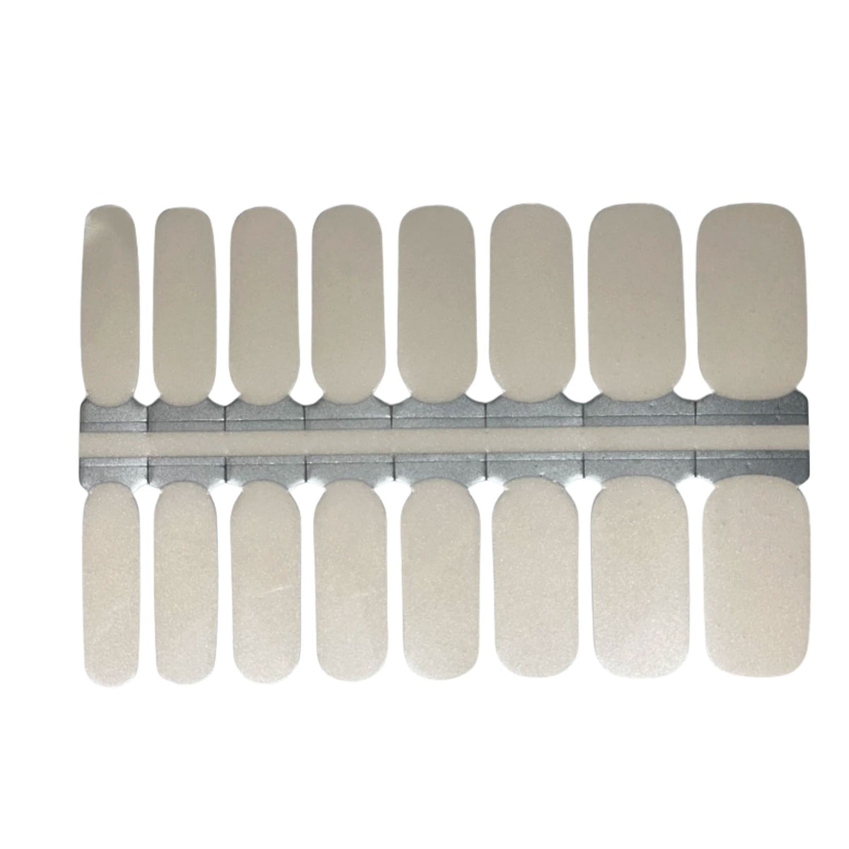 Sheet of Holy Classics non-UV nail wraps in sheer pearl white with subtle shimmer finish