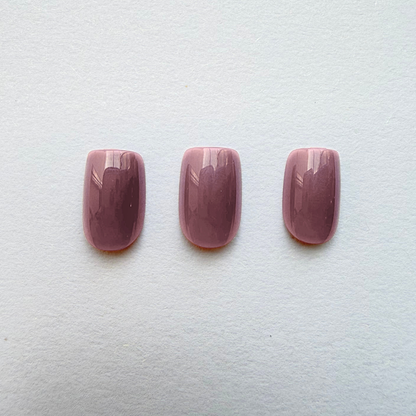 Mauve-brown glossy short square soft gel press-on nails, solid colour finish