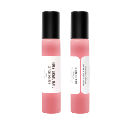 Two pink cuticle oil pens showing front and back labels