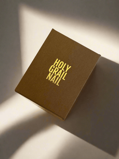 Brown gift box with gold text for nail wrap starter kit