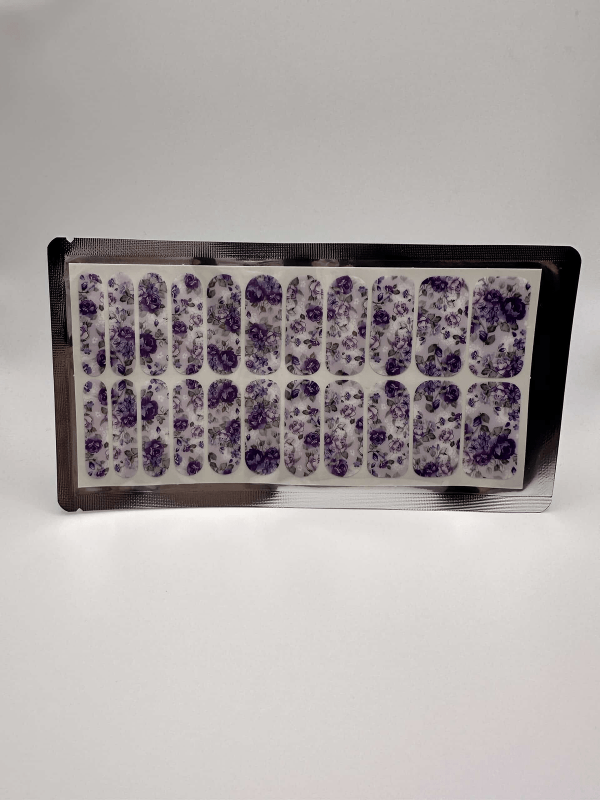 Purple rose nail wraps sheet with 22 pieces for wide fit nails