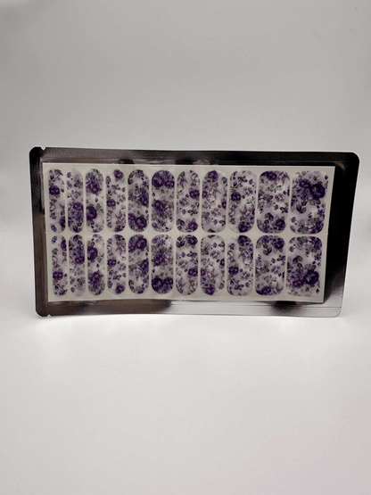 Purple rose nail wraps sheet with 22 pieces for wide fit nails