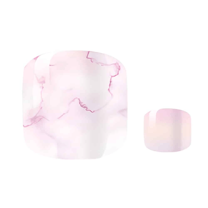 Pink marble non-UV pedicure wraps with purple veining for at-home pedicures