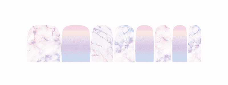 Purple marble ombre non-UV nail wraps displaying cloud-like stone patterns for pedicure