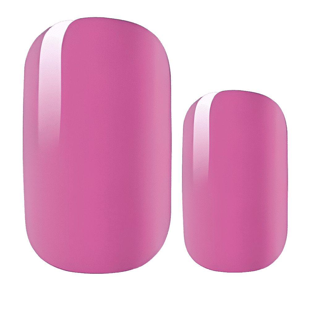 Glossy pink nail art wraps in two sizes showing smooth solid colour finish