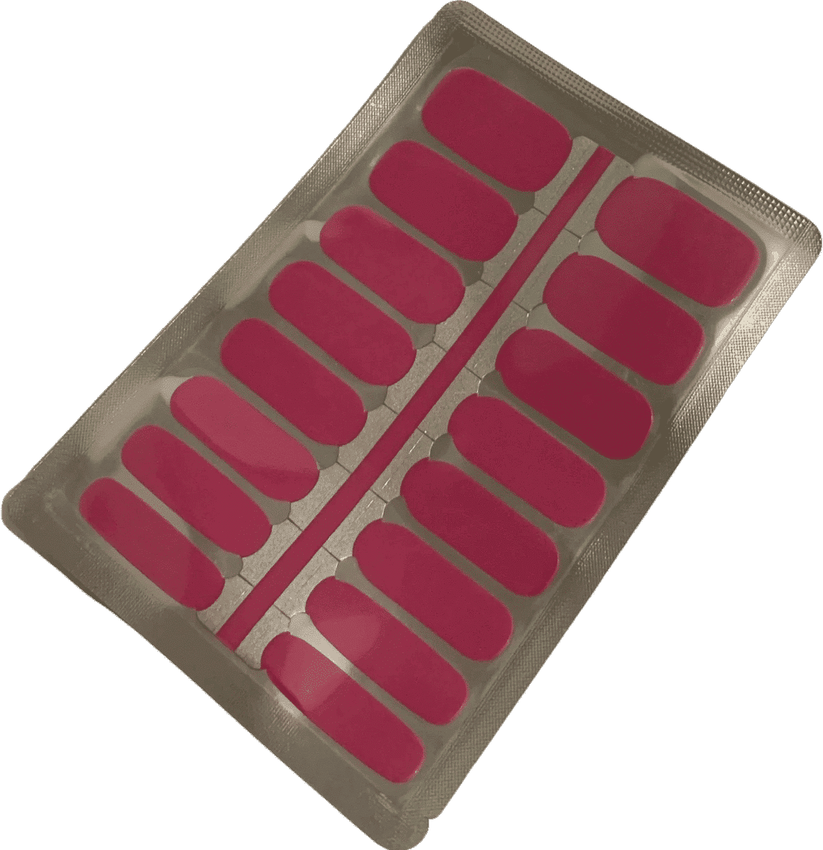 Pink nail wraps sheet with multiple sizes for DIY at-home manicure application