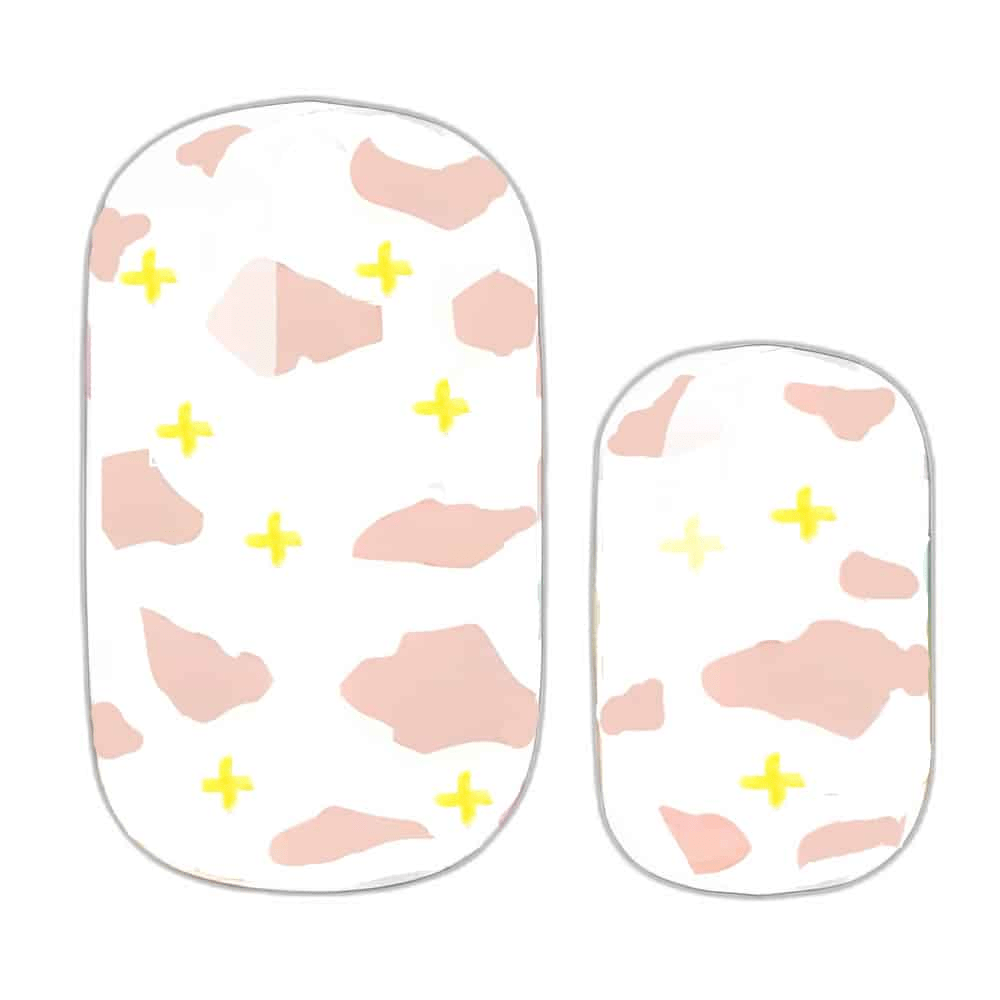 Two nail wrap sizes showing pink cloud and star pattern for custom nail art