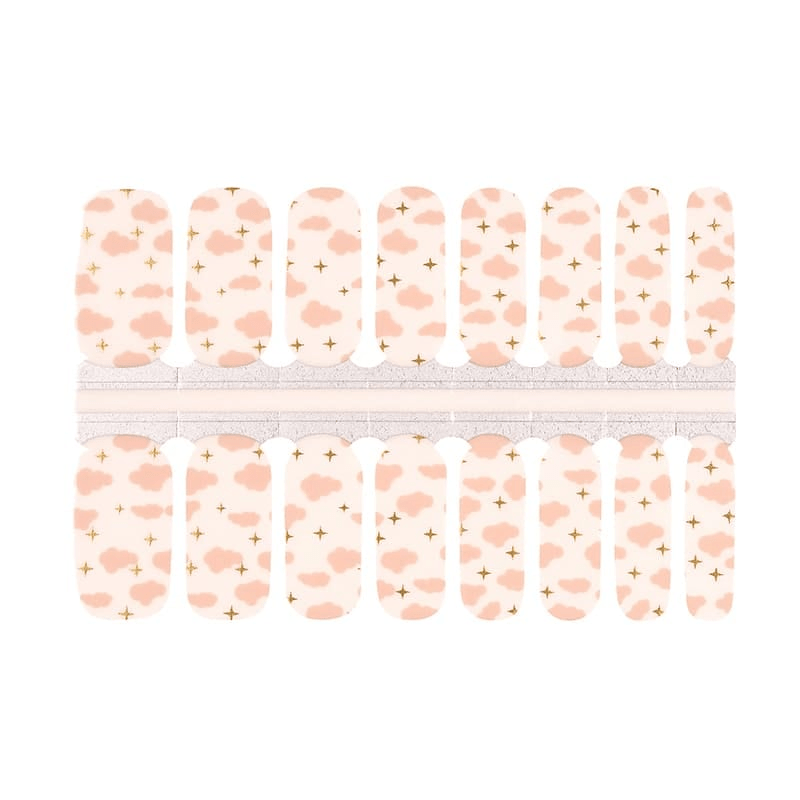Pink cloud pattern nail wraps sheet with stars for DIY manicure nail art