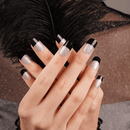 Holy Grail Nail Non-UV Nail Wraps Arctic Glitter French Mani (Part Transparent)- Holy Classics (Non-UV Nail Wraps)