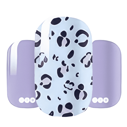 Purple leopard print nail wraps showing wide fit sizing with animal pattern design