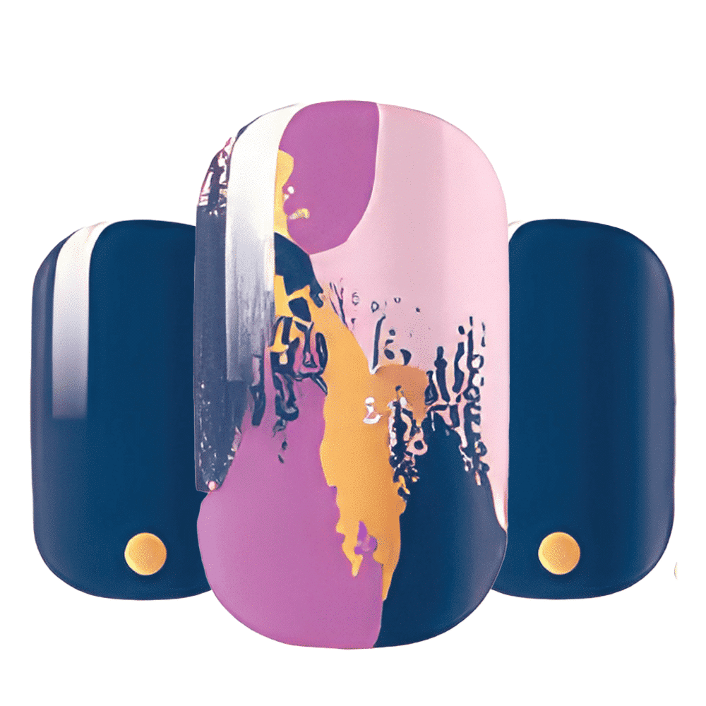 Wide fit nail wraps featuring purple blue abstract pattern in 20 piece set