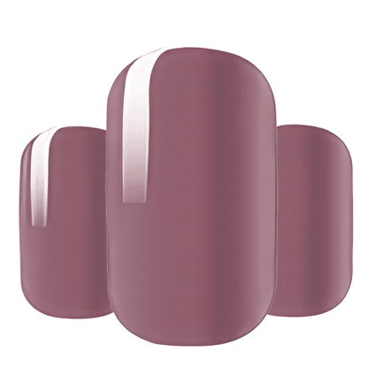 Matte mauve-berry nail wraps with a single glossy white vertical stripe accent