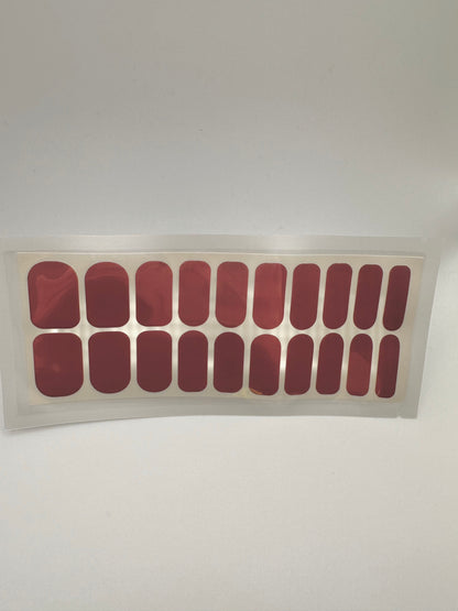Deep blackberry red nail wraps, glossy finish, 20-piece sheet on backing sheet