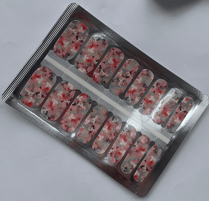 Pink cherry blossom non-UV nail wraps packaging showing 20 floral nail art strips