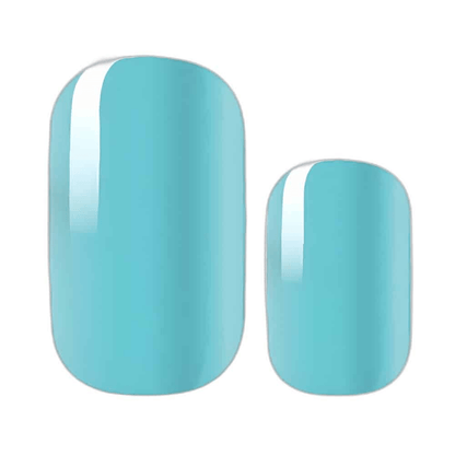 Glossy turquoise blue solid colour nail wraps, Holy Classics non-UV design
