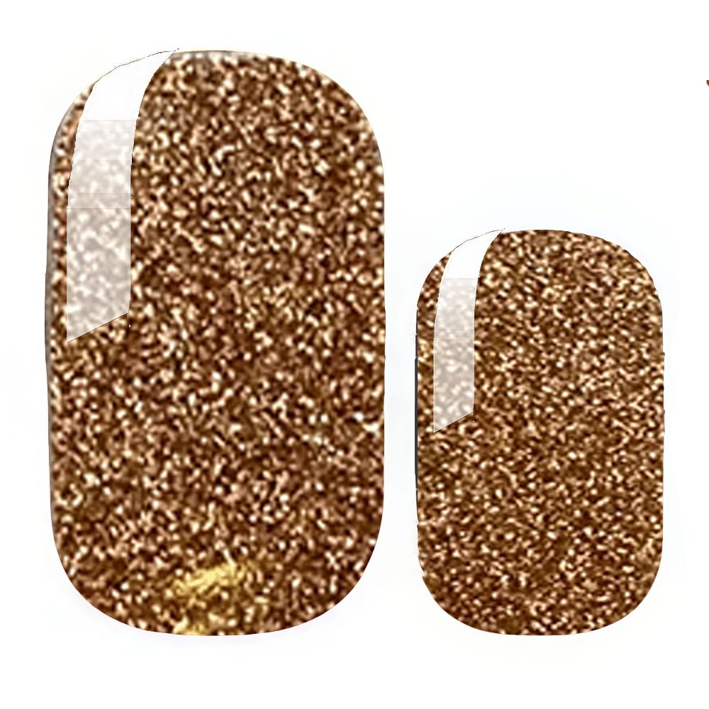Bronze glitter non-UV nail wraps with sparkly metallic finish for at-home manicures