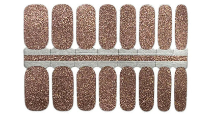 Bronze glitter nail wrap sheet showing multiple sizes for DIY nail art application