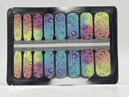 Rainbow gradient nail wrap sheet with bubble pattern for DIY manicures