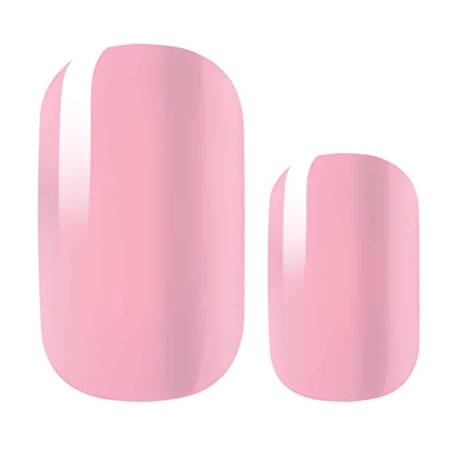 Two glossy pink nail wraps showing smooth bubblegum finish for at-home manicure