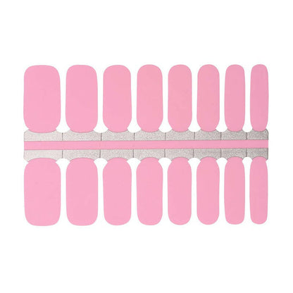 Complete sheet of glossy pink nail wraps in bubblegum shade for DIY manicure