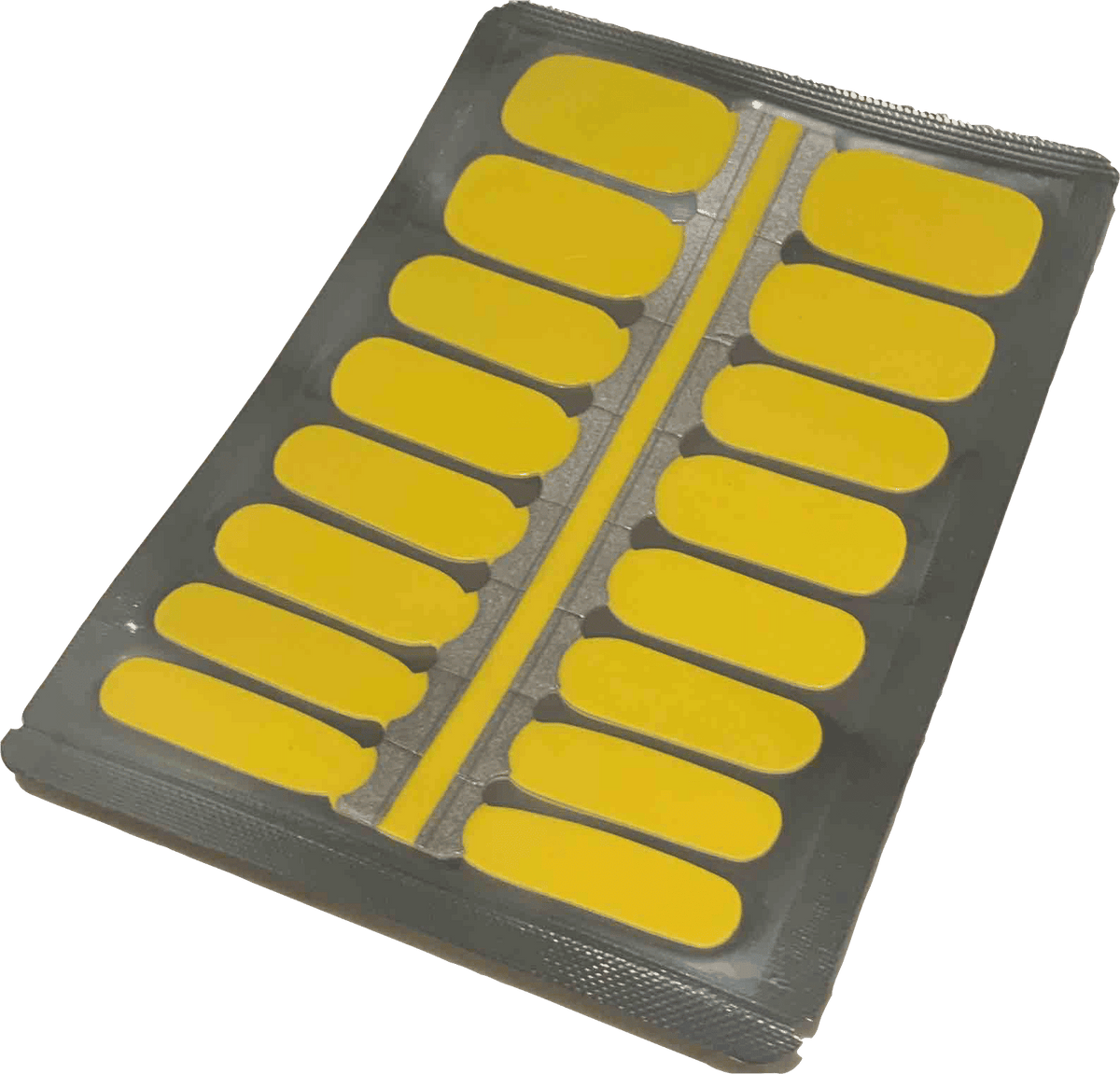 Yellow solid colour nail wraps sheet with multiple sizes for at-home manicure application