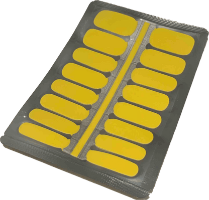 Yellow solid colour nail wraps sheet with multiple sizes for at-home manicure application