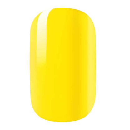 Bright yellow glossy nail wrap in canary shade for at-home manicure