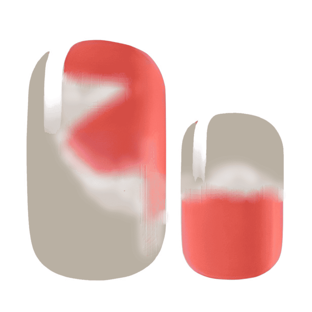 Colour-changing nail wraps showing coral pink to clear gradient effect transformation