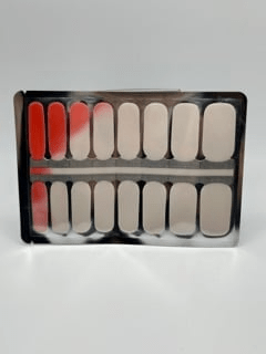 Coral pink and clear colour-changing Holy Classics non-UV nail wraps on sheet