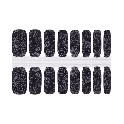 Black dandelion pattern nail wraps set showing delicate floral designs for at-home nail art