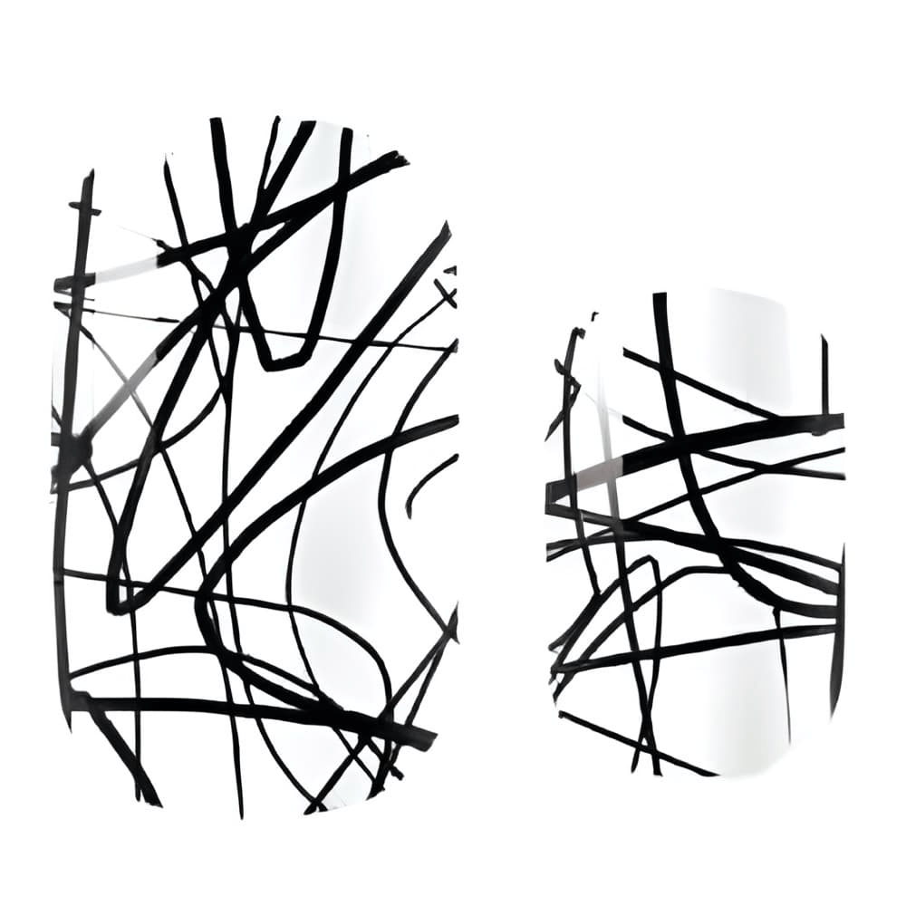 Black and white abstract line pattern non-UV nail wraps design