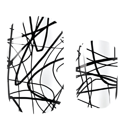 Black and white abstract line pattern non-UV nail wraps design