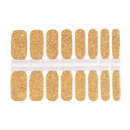 Gold glitter nail wraps with full coverage sparkle finish for glamorous at-home manicure