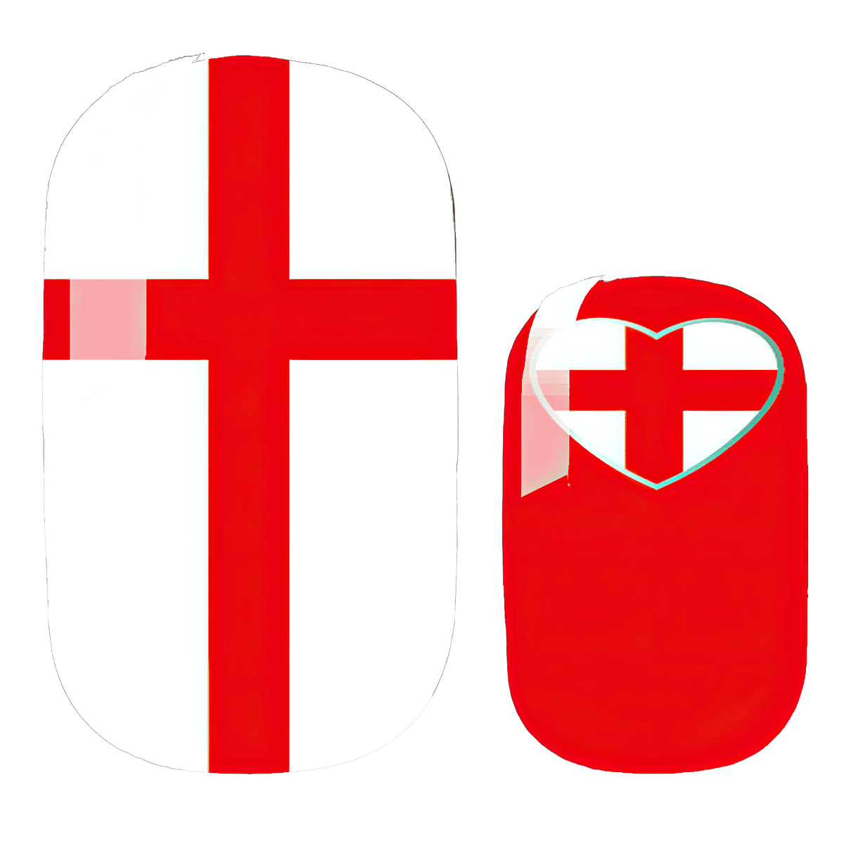 England St George's cross non-UV nail wraps in red and white