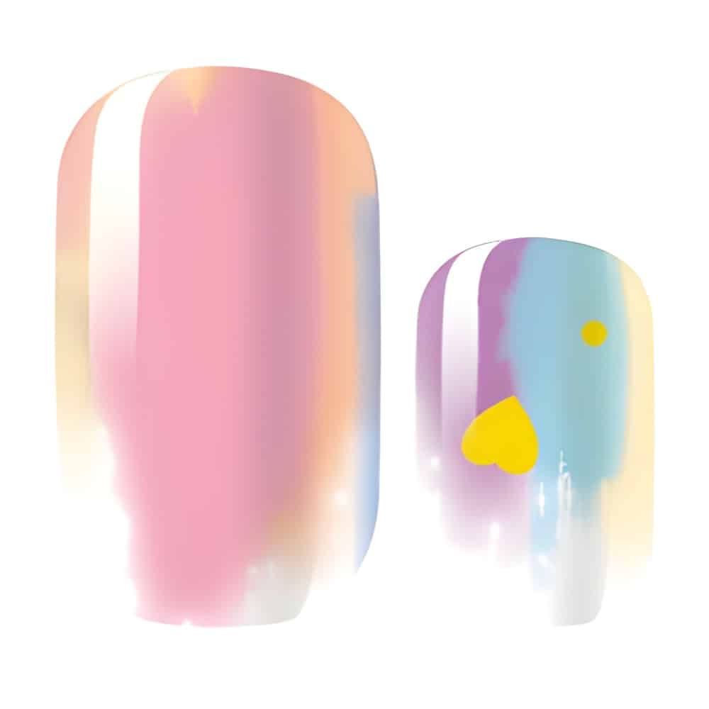 Holographic nail wraps design sample showing pink purple gold iridescent ombre gradient pattern