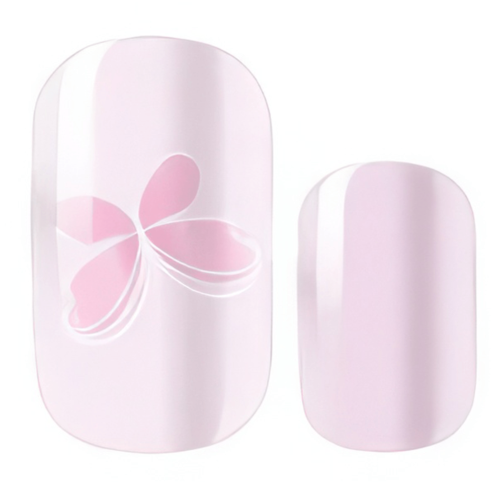 Glossy pink nail wraps with butterfly motif design for elegant at-home manicure