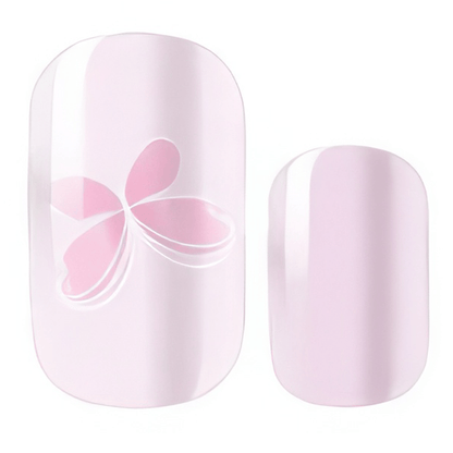 Glossy pink nail wraps with butterfly motif design for elegant at-home manicure