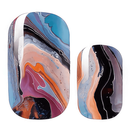 Abstract marble nail wraps in blue pink purple swirl patterns for at-home manicure