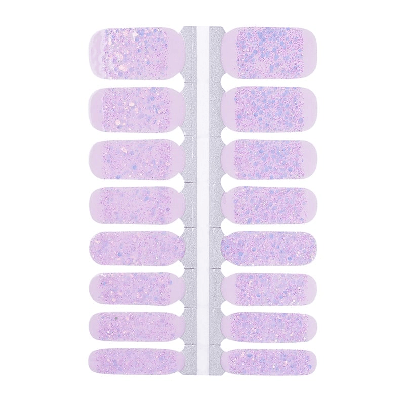 Purple glitter non-UV nail wraps sheet showing sparkly gradient nail art design