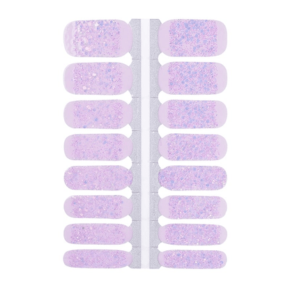 Purple glitter non-UV nail wraps sheet showing sparkly gradient nail art design