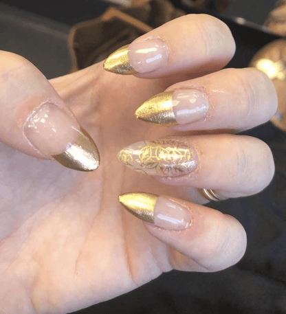 Holy Grail Nail Non-UV Nail Wraps Gold Leaf French Mani (Part Transparent)- Holy Classics (Non-UV Nail Wraps)