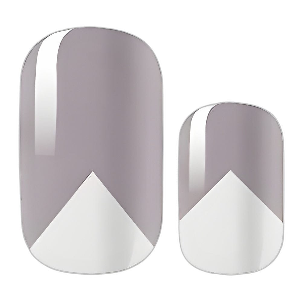 Grey and white mountain geometric pattern non-UV nail wraps for minimalist manicure