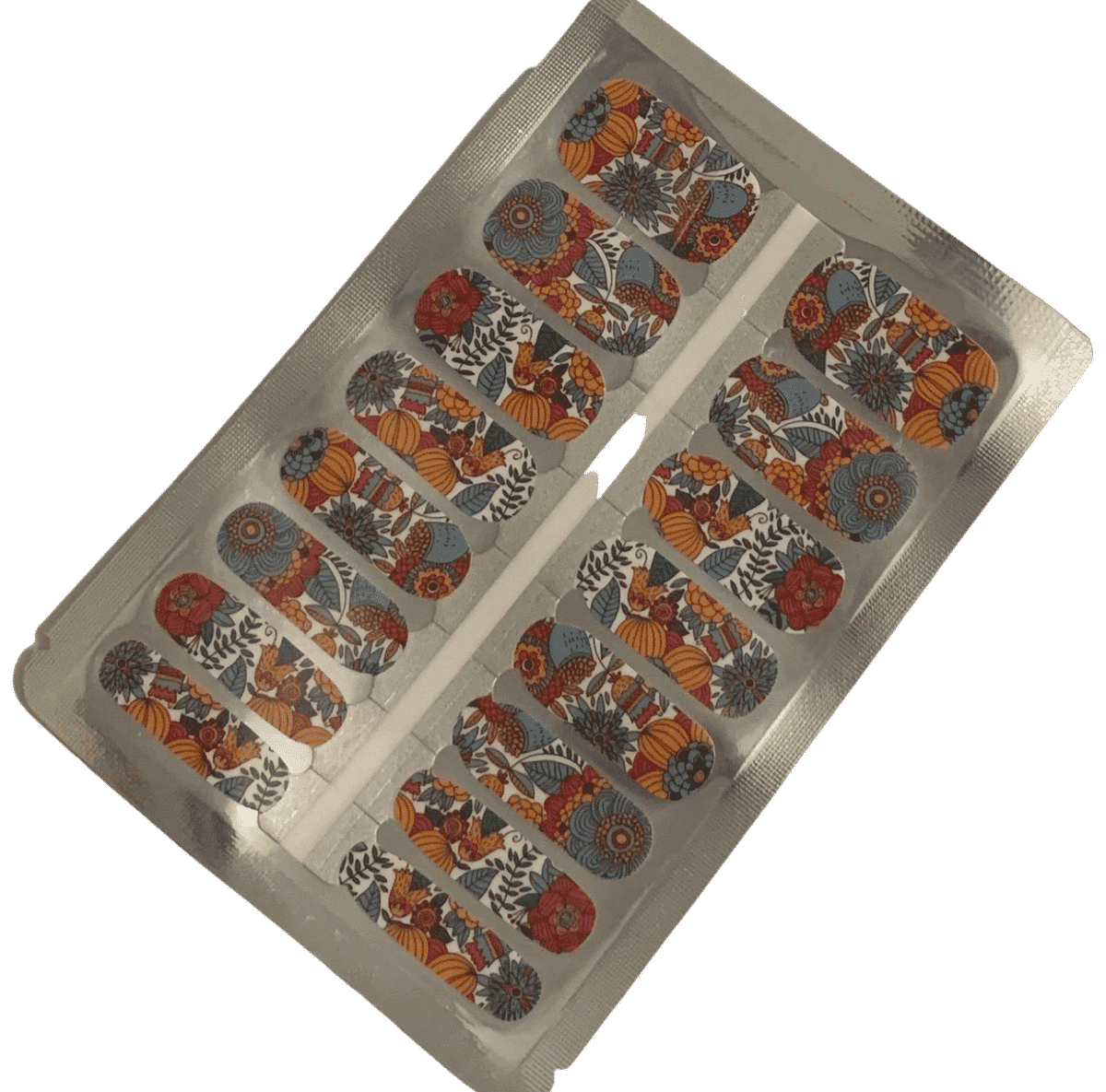 Hidden Garden non-UV nail wraps multicoloured floral pattern packaging sheet