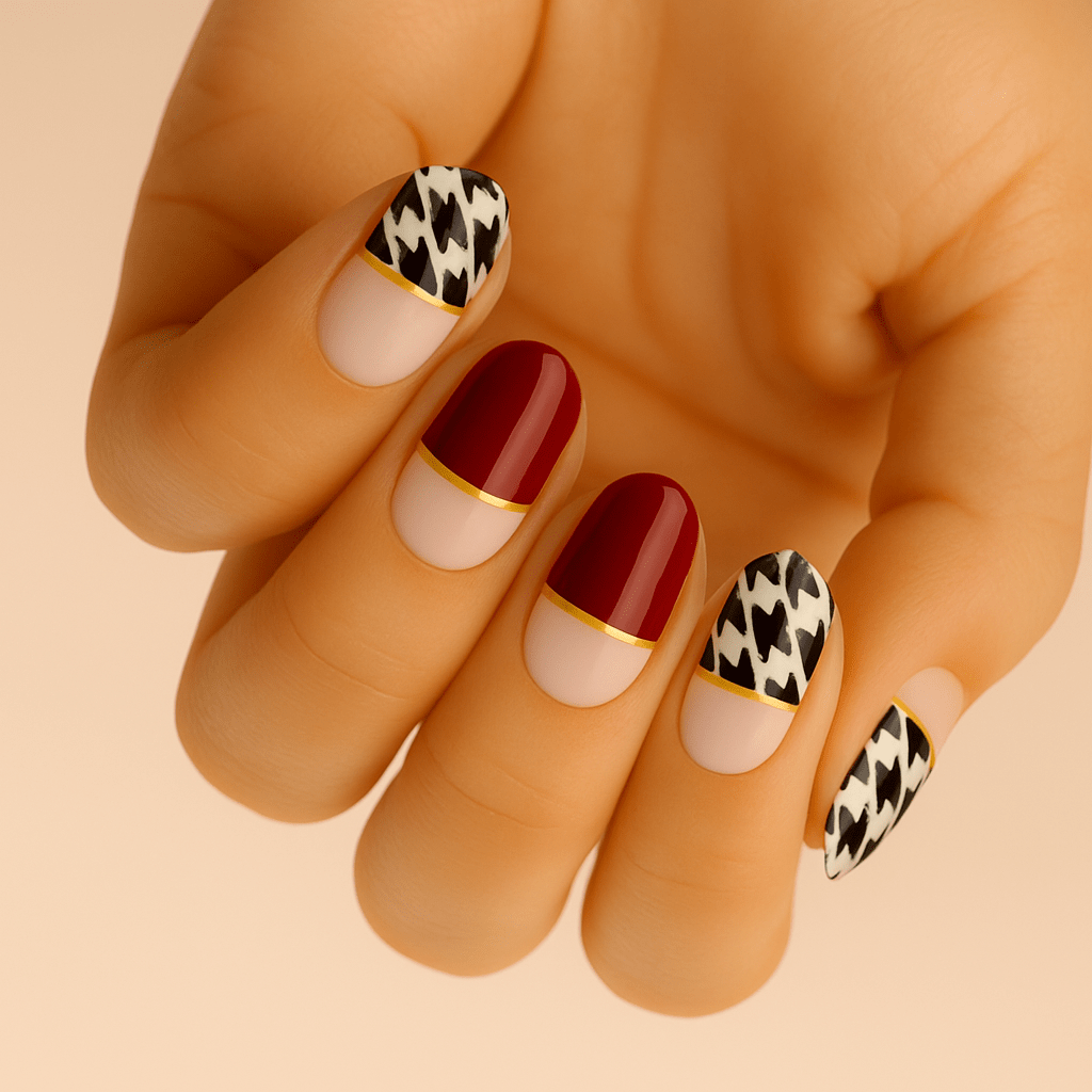 Holy Grail Nail Non-UV Nail Wraps Houndstooth French Mani (Part Transparent)- Holy Classics (Non-UV Nail Wraps)