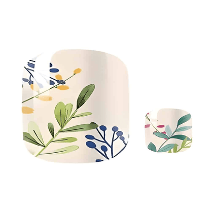 Botanical nail wrap design sheet showing green floral pattern with pink accents