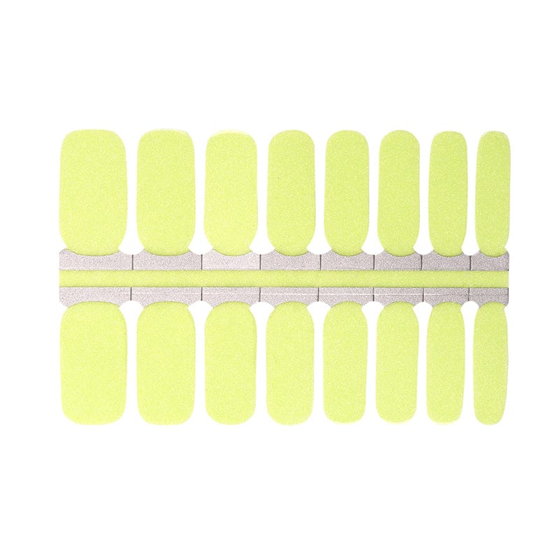 Lime green glitter non-UV nail wraps sheet with adhesive backing strips