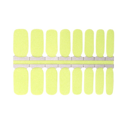 Lime green glitter non-UV nail wraps sheet with adhesive backing strips